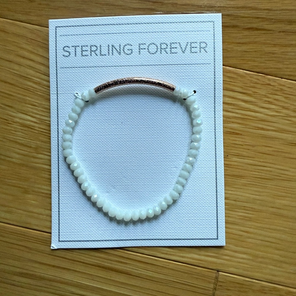Sterling Forever White Beaded Bracelet